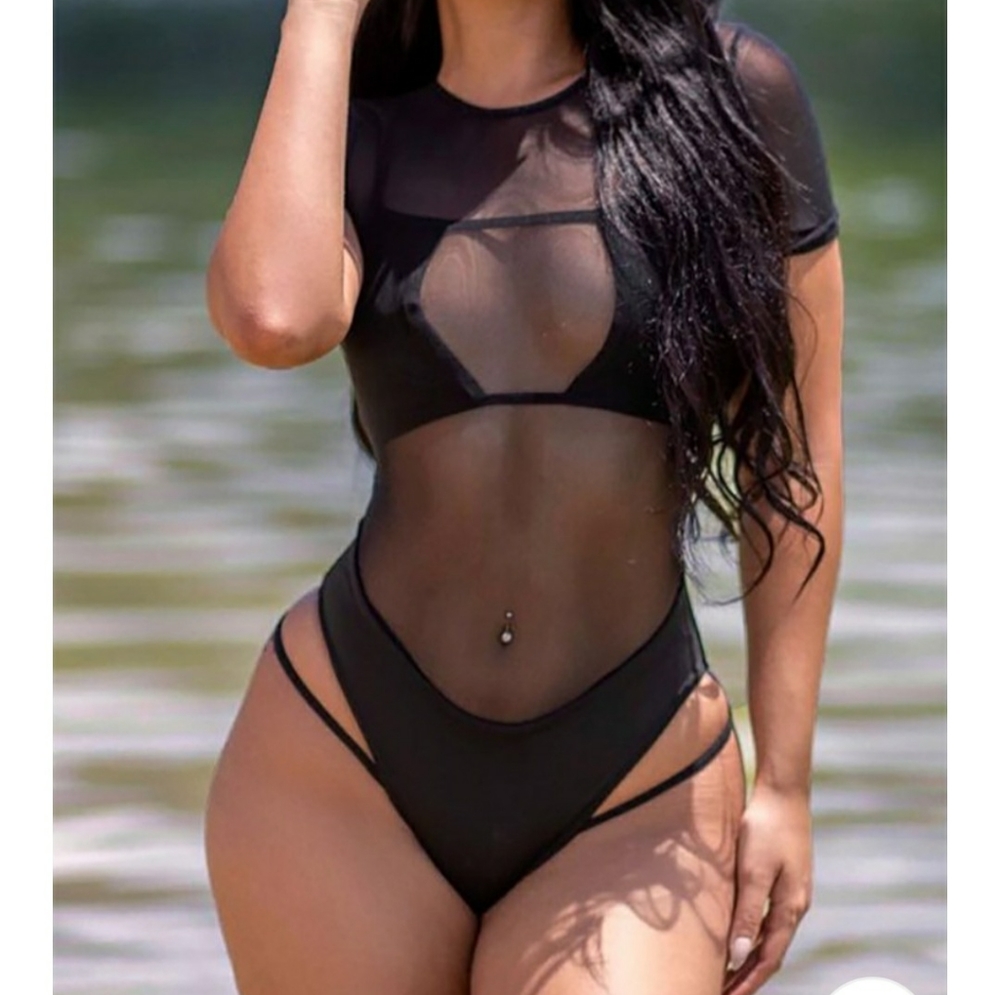 Black Sheer Mesh Swimsuit